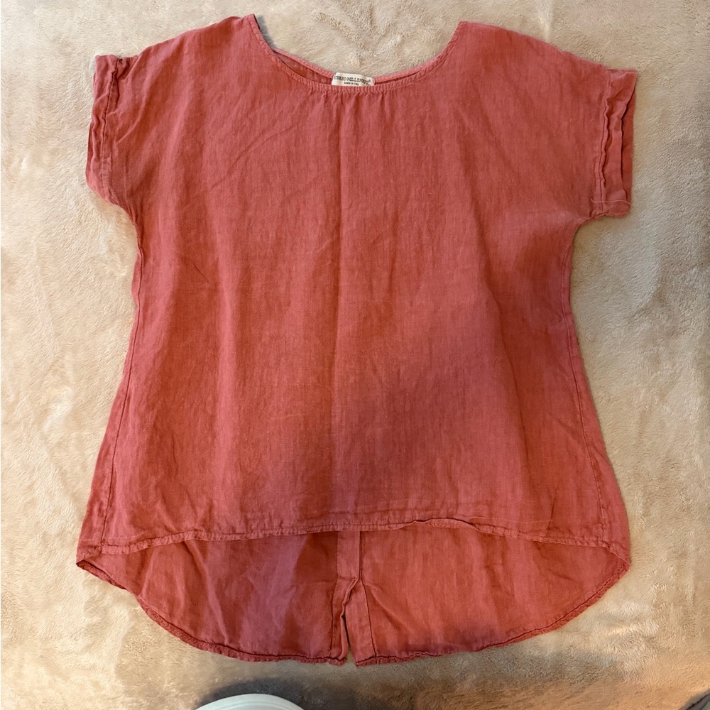 Women's Short-Sleeve Linen Blouse